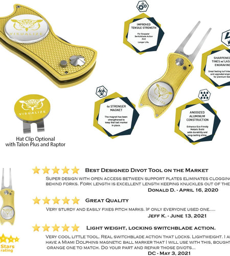 Premium Golf Divot Repair Tool Kits with Ball Marker- Favorite Golf Gift Sets - Anodized Aluminum Switchblade-Style - Premium Feel & Durability