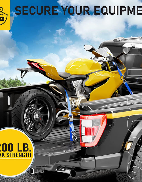 Load image into Gallery viewer, Ratchet Straps Heavy Duty 4 Pack -15 FT - 2200 LB Break Strength – with Safety Lock S Hooks - Cargo Straps for Moving, Appliances, Motorcycle – Soft Loop Tie down Straps
