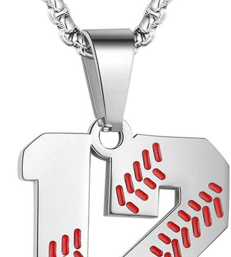 TLIWWF Inspiration Baseball Jersey Number Necklace Stainless Steel Charms Number Pendant for Boys Men