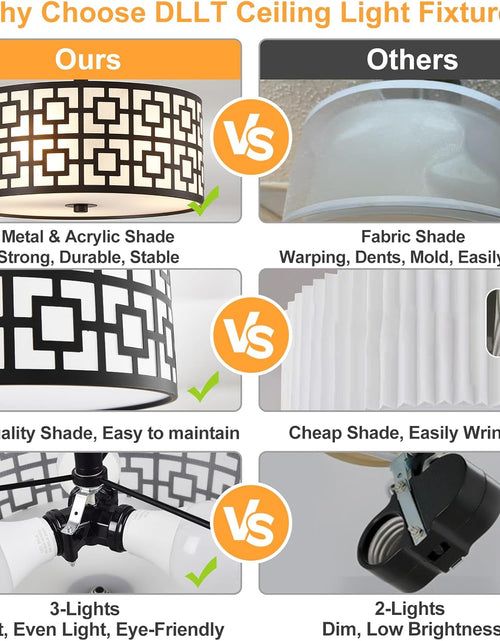 Load image into Gallery viewer, DLLT Flush Mount Ceiling Light: Modern 3-Light Semi Flush Mount Ceiling Light Fixture - Drum Kitchen Lighting Fixture for Dining Room - Black Bedroom Ceiling Lamp with Double Shade

