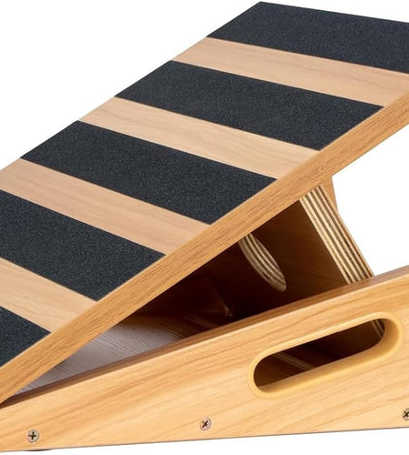 Professional Wooden Slant Board, Adjustable Incline Board and Calf Stretcher, Stretch Board - Extra Side-Handle Design for Portability